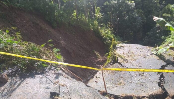 Jalan Penghubung Wilayah di Cineam Amblas Termakan Longsor