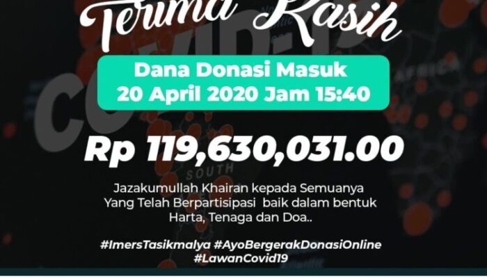 Baru Lima Jam, Imers Tasikmalaya Galang Dana Covid-19 Rp 120 Juta