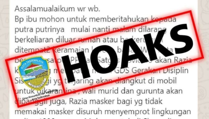 Tak Bermasker di Kota Tasik Bakal Dikarantina Hoaks