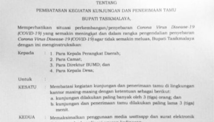 Intruksi Bupati Tasik Nomor 5 Tahun 2021 Tanpa Batas Akhir Berlaku