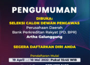 Seleksi Calon Dewan Pengawas Perusahaan Daerah Bank Perkreditan Rakyat Artha Galunggung