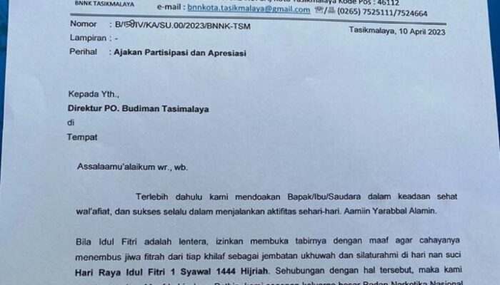 Viral, BNN Kota Tasik Minta THR