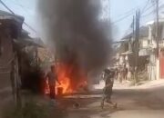 Sebuah Mobil Tiba-Tiba Terbakar, Warga Panik Berlarian