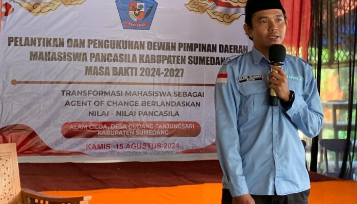 Gilang Sujaman Dilantik Jadi Ketua DPD Mahasiswa Pancasila Kabupaten Sumedang Periode 2024-2027