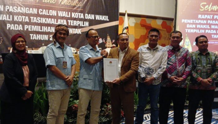 KPU Tetapkan Viman-Diky, Wali Kota dan Wakil Wali Kota Tasikmalaya Terpilih