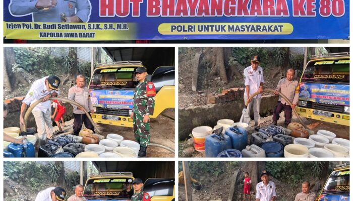 HUT Bhayangkara ke-80: Dit Intelkam Polda Jabar Guyur Air Bersih untuk Warga KBB yang Kekeringan